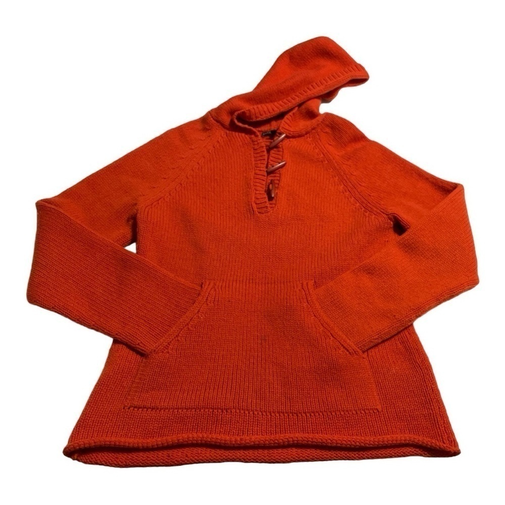 Banana Republic Wool Hoodie Sweater Rust Orange Toggle Neck Pocket Sz S Y2K - Picture 6 of 11